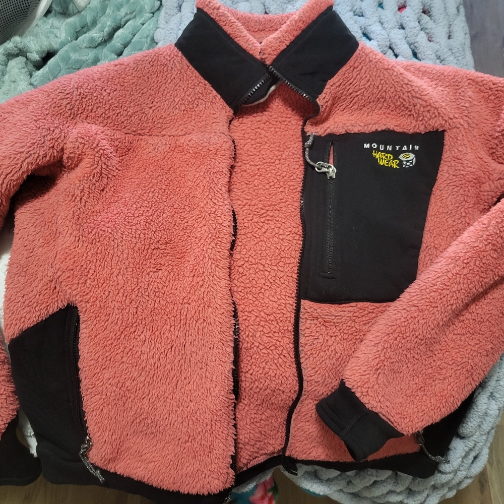 Womens winter zip up fleece jacket Mountain hardware coral medium